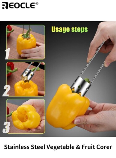 Stainless Steel Fruit and Vegetable Corer Efficient Seed Remover Tool for Bell Pepper Pineapple Apple Pear Easy to Clean Rust Resistant Design