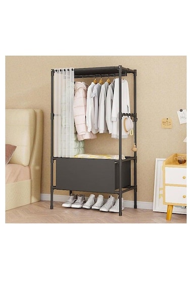Closet, Floor-To-Ceiling Rental House Storage Closet, Thickened Steel Pipe Simple Closet, Household Economy Simple Closet, Dustproof Storage Shelves, Rental House Closet Sturdy and Durable