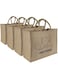 VEA 4-Pack Eco-Friendly 2 Side Print Desing Jute Bags with Laminated Interior &amp; Soft Handles - Reusable Grocery Shopping Bags in Large Horizontal Style