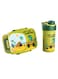 Kids Space Lunch Box and Water Bottle Combo Set - 1800ml Leakproof 3-Compartment Lunchbox with Spoon, BPA-Free Food Grade Plastic, 500ml Spillproof Water Bottle for School (Green)