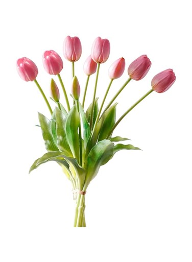 Azonee Latex Artificial Tulips Flowers, 10Pcs Real Touch Faux Flower, DIY Bouquets Floral Arrangement for Home Table Centerpiece Wedding Party Decoration, Gifts for Women (Pink)