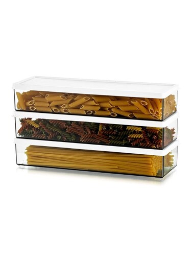 Containers for Pantry, Clear Rectangular Canister with Lock Lids, Durable Plastic Food Keeper