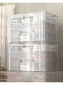 2 Pack Foldable Stackable Large Capacity Clear Clothes Storage, Drawer Storage Organizer, Closet Organizer Basket, Cloth Container Bins with Metal Frame Clear Window