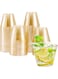 GTVGJH Gold Plastic Cups, Disposable Gold Glitter Cups, Fancy Gold Party Cups, Elegant Clear Plastic Cups for Parties and Weddings