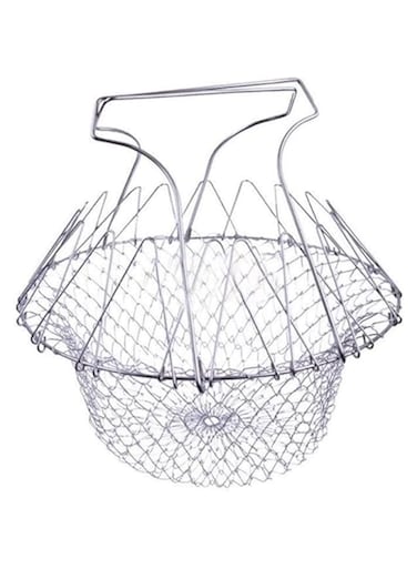 Dubai Gallery Foldable Fried Basket Chef Basket Steel Silver