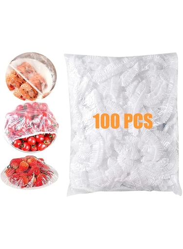 Generic 100 Pcs Fresh Keeping Bags Food Covers Plastic Stretch Disposable Plastic Wrap Storage Bag Elastic Mouth Design for Fruit/Vegetable/Meat/Food Preservation, BY2980
