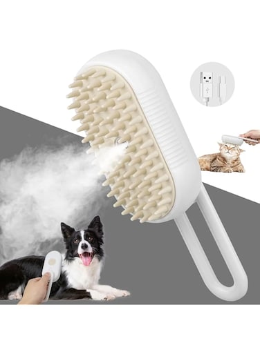 BIGTHREE&reg; Cat Steam Brush, 3 in 1 Spray Cat Brush with Water Spray, Self Cleaning Steam Pet Brush With Massage, Cat Grooming Brush for Removing Knots, Loose Hair