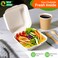 EcoEdge 6 Inch Square White Clamshell (Pack of 50) Disposable Take Out Food Containers Made from Sugarcane Pulp, Plant Based, Natural, Chemical Free For Everyday Use. 100% Biodegradable