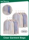 10 Pack Translucent Garment Bags for Hanging Clothes, Frosted PEVA Suit or Dress Covers with Full Zipper, Breathable Closet and Travel Storage (60*100cm)