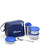 Milano Lunch Box   3 Stainless Steel Containers and Sipper   with Steel Spoon   Insulated Fabric Bag   Leak Proof   Full Meal &amp; Easy to Carry (Blue)