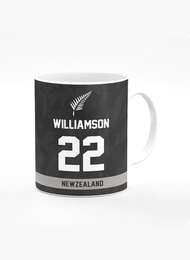 Designer Printed Coffee Mug with Heavy Duty Handle 11oz Ceramic Personalised Gift Mugs Cup - Cricket Player - Kane Williamson, Jersey Number - 22 (With Logo)