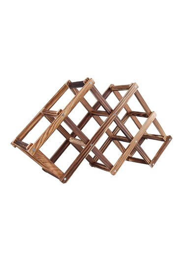 Rack Foldable Wine Stand Display Shelf Brown 48 x 22 x 12.5centimeter
