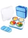 Stainless Steel Lunch Box for Kids Adults,Insulated Bento Lunch Box with Tableware &amp; Bag,880ML 4 Compartment Divided Lunch Containers with Lids,Leakproof   BPA Free   Dishwasher Safe（880ML,Blue）