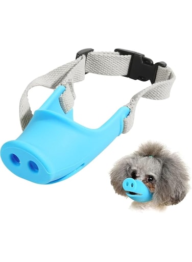 Pig Mouth Shape Dog Mouth Covers Anti Bite Anti-Called Muzzle Pet Masks Silicone Material (Blue, S)
