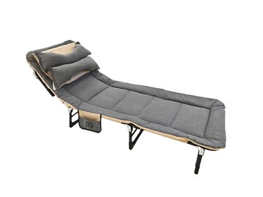Portable Camping Bed Folding Sleep Bed with Pockets Comfort Chair
