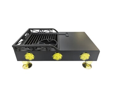 Portable Camping BBQ Grill Fire Pit with Fire Hole Flower Design