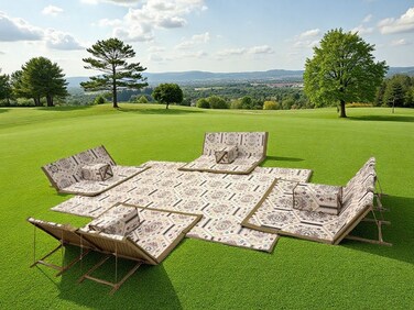 Arabic Camping Carpet Sets with Fireplace Holes Tent Floor Mat Sets Beige