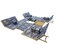 Arabic Camping Carpet Sets with Fireplace Holes Tent Floor Mat Sets Blue