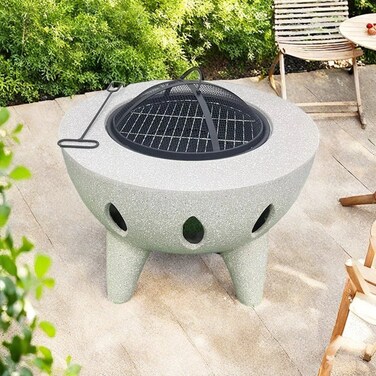 Outdoor Garden Fire Pit BBQ Round Table Fireplace Charcoal Heating Stove