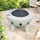 Outdoor Garden Fire Pit BBQ Round Table Fireplace Charcoal Heating Stove