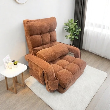 Folding Lazy Sofa Chair Comfort Floor Sofa Cushion Adjustable Back Chair with Pillow