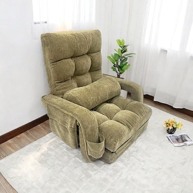 Folding Lazy Sofa Chair Comfort Floor Sofa Cushion Adjustable Back Chair with Pillow