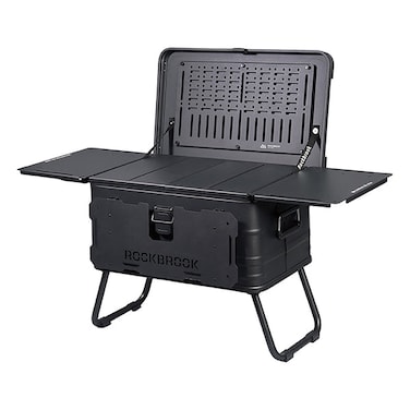 Portable Foldable Camping Table Multi Storage Box 50L with Stand Black