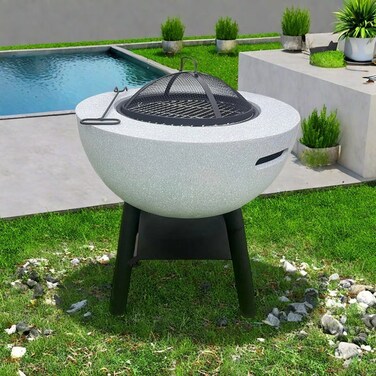 Outdoor Garden Fire Pit BBQ Round Table Fireplace Charcoal Heating Stove