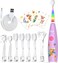 Seago Kids Electric Toothbrushes, Toddler Electric Toothbrush with Colorful Light, 8 Soft Toothbrush Heads, Cute Animal Stickers, Once Full Charger for 60 Days, for Childrens Boys Girls, SG-2159(Pink)