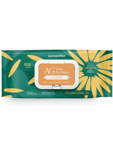 Nurture Pro AG+ Silver Pet Wet Wipes- 100 Sheets Unscented