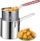 
Deep Fryer Pot with Basket 2Pcs 1.2L Handled Stainless Steel Chips Fryer  Frying Pots for French Fries Fish Chicken Wing, Fry Pot,