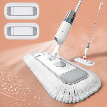 Quick Shine 360 Spray Mop Kit with 2 Large  Reusable Mop Pads &amp; 1 Safer Choice Multi-Surface Floor Cleaner 16oz Quick &amp; Easy Cleaning No Batteries Required