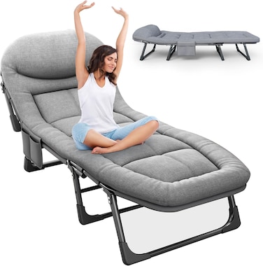 Sleeping Cots Camping Cots for Adults 6 Adjustable Positions Portable Foldable Folding Cot with Pillow Heavy Duty Strong Frame Cot Bed for Camp, Travel, Room, Office