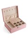 YouBella Jewellery Organiser PU Leather Zipper Portable Storage Box Case with Dividers Container for Rings, Earrings, Necklace Home Organizer Jewellery Box (Pink)