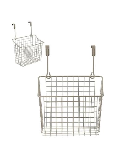Spectrum Diversified Grid Over the Cabinet Wire Storage Basket Large (Satin Nickel Powder Coat) - Organizer for Bathroom, Kitchen, Under Sink, Pantry, Hair Tools, &amp; More