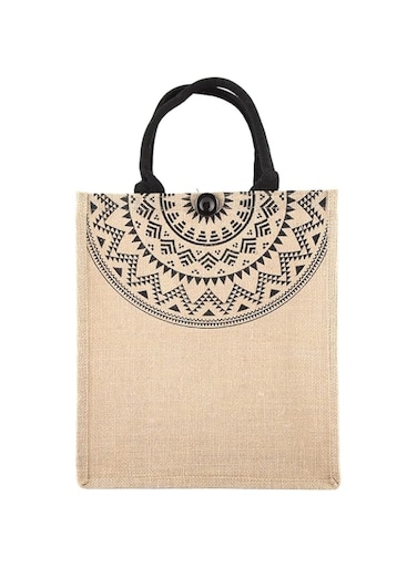 Juicemoo Eco Friendly Jute Bag, Large Capacity Jute Tote, Reusable Camping Beach for Picnic Shopping(M)