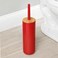 Plastic Toilet Bowl Brush/Bamboo Lid Cover - 2 Piece Set; Bathroom Storage Organizer Holder; Decor Bathroom Accessories - Red