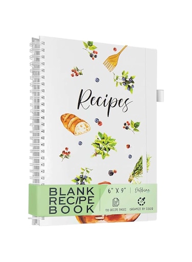 OUTSHINE Blank Recipe Book to Write in Your Own Recipes 6x9 Fresh Greens, Recipe Book,Recipe Binder, Recipe Book Blank, Recipe Notebook, Cookbook Binder, Recipe Journal, Blank Cookbook