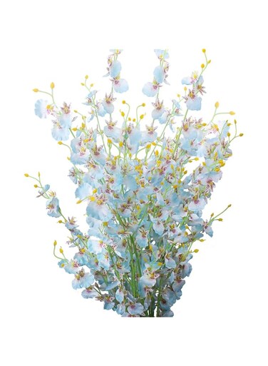 Grunyia Artificial Orchid Silk Fake Flowers Faux Dancing Lady Orchids Stems Flower 10 Pcs Real Touch for Wedding Home Office Party Hotel Yard Decoration Restaurant Patio Festive Furnishing (Blue)