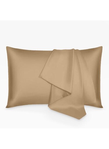 Linen Klub Standard Pillowcase 2Pc Set, 100% Cotton 250Tc Sateen Solid Dyed, Size: 50X75Cm, Bronze