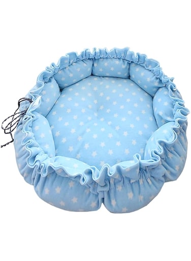 AYPLAGW Cat Beds for Indoor Cats, Kitten Beds for Indoor Kittens, Washable Cat Bed with Versatile Dual-Use Design, Small Pet Bed with Adjustable Size Drawstring, Light Blue