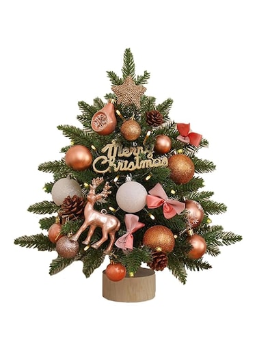 NIBEMINENT Mini Christmas Tree with light,PE Tabletop Christmas Tree 1.5ft,Artificial Christmas Tree for Home,Ornaments for Christmas Decorations Indoor (45cm)