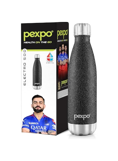 PEXPO Electro 24 Hrs Hot &amp; Cold Stainless Steel Flask - 500 ml BLACK