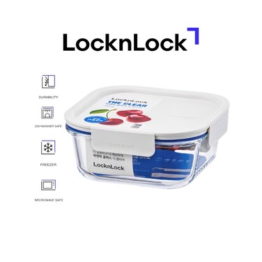 LocknLock Clear Glass Square 750ml White &ndash; Airtight, Heat-Resistant, BPA-Free Food Storage Container