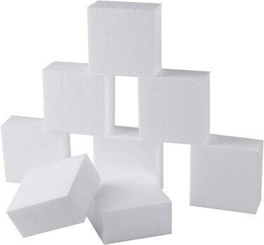 CRAFT MAGIC 8-Pack 4&times;4&times;2 Inch Square Foam Blocks &ndash; Polystyrene Bricks for Sculpting, Modelling, School Projects, Floral Arrangements and DIY Crafts