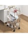 3 Tier Clear Rolling Utility Cart Organizer,Multipurpose Mobile Organizer Storage Shelves Trolley with Lockable Caster Wheels &amp; 3 Hanging Baskets for Kitchen, Bedroom, Bathroom, Office, Laundry Room