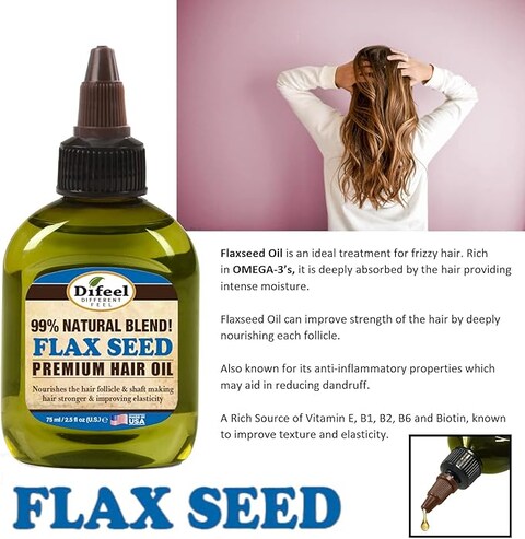 Difeel Flax Seed Premium Hair Oil, 75 ml