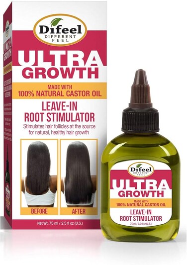 Difeel Ultra Growth Leave-In Root Stimulator with 100% Natural Castor Oil, 75 ml