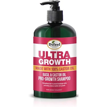 Difeel Ultra Growth Shampoo with 100% Castor Oil and Basil, 354.9 ml