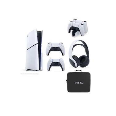 Sony PlayStation Disc Slim Console with Extra Controller, Headset, Charging Station and Carrying Bag